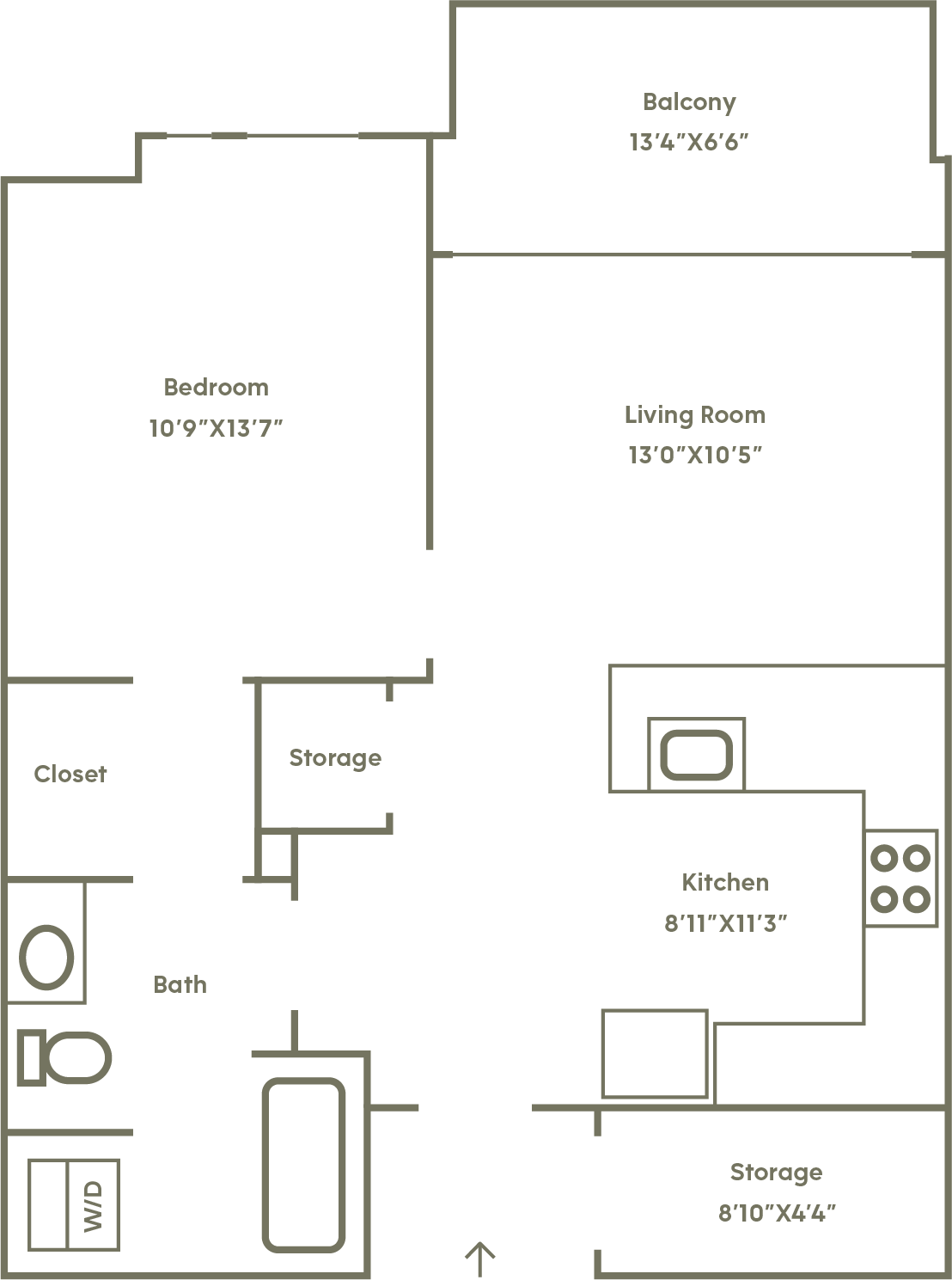 Pine Missoula 1 bedroom floorplan