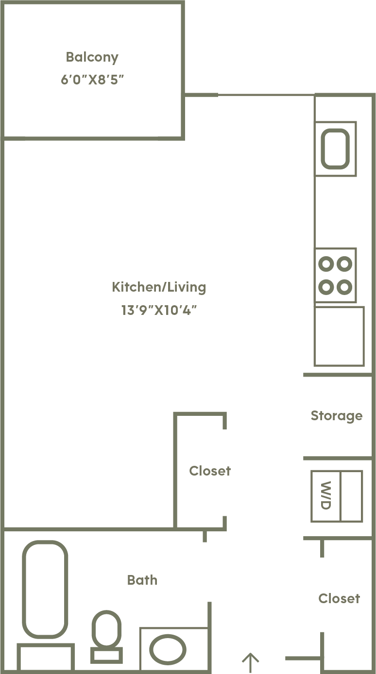 Pine Missoula studio floorplan